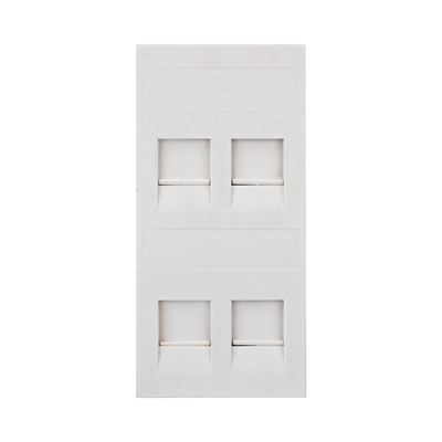 Placa Plana de Voz y Datos con Guardapolvo para 4 RJ45 / Color Blanco / 4 Puertos para Jacks Keystone / Compatible con Cajas de Pavimento SM-CPAV-2 y SM-CPAV-4 / Modelo S76C/9