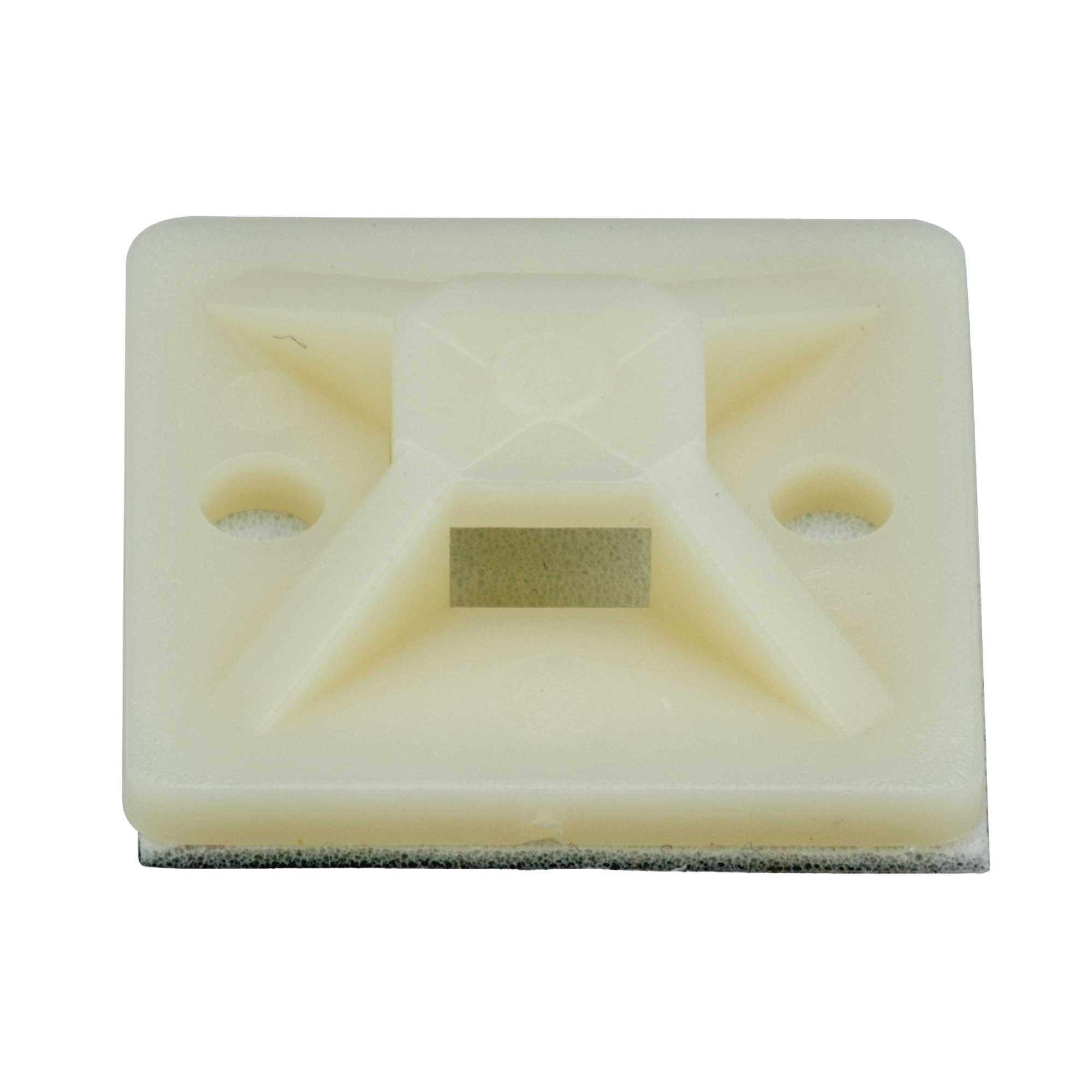 Montaje-Sujetador Adhesivo STRONGHOLD de 4 Vías de 3/4" x 3/4" x 1/4", Color Natural,  Nylon 6.6 Retardante de Llamas V-2, Paquete de 100pz