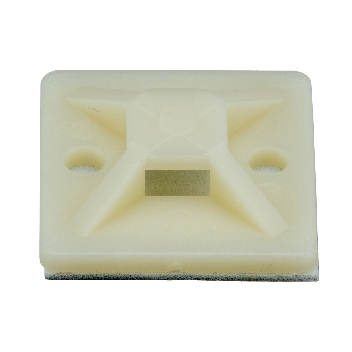 Montaje-Sujetador Adhesivo STRONGHOLD de 4 Vías de 3/4" x 3/4" x 1/4", Color Natural,  Nylon 6.6 Retardante de Llamas V-2, Paquete de 100pz