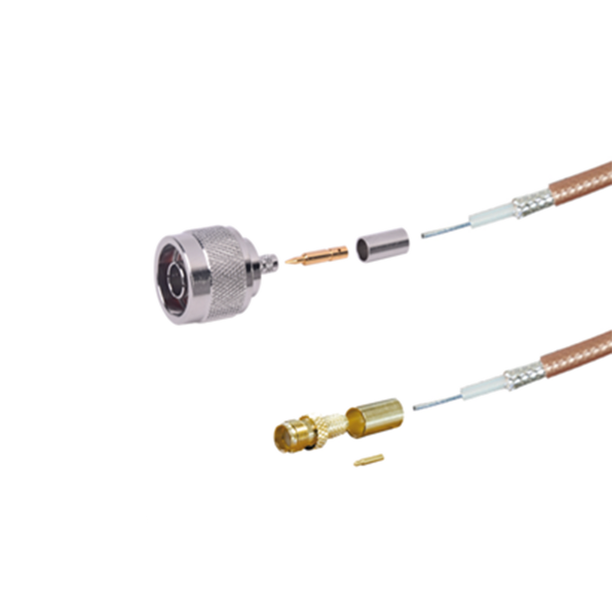Jumper de 100 cm (39.37 pulgadas) Tipo RG-142/U con Conectores N Macho y SMA Hembra Inverso (Hasta 8 GHz).