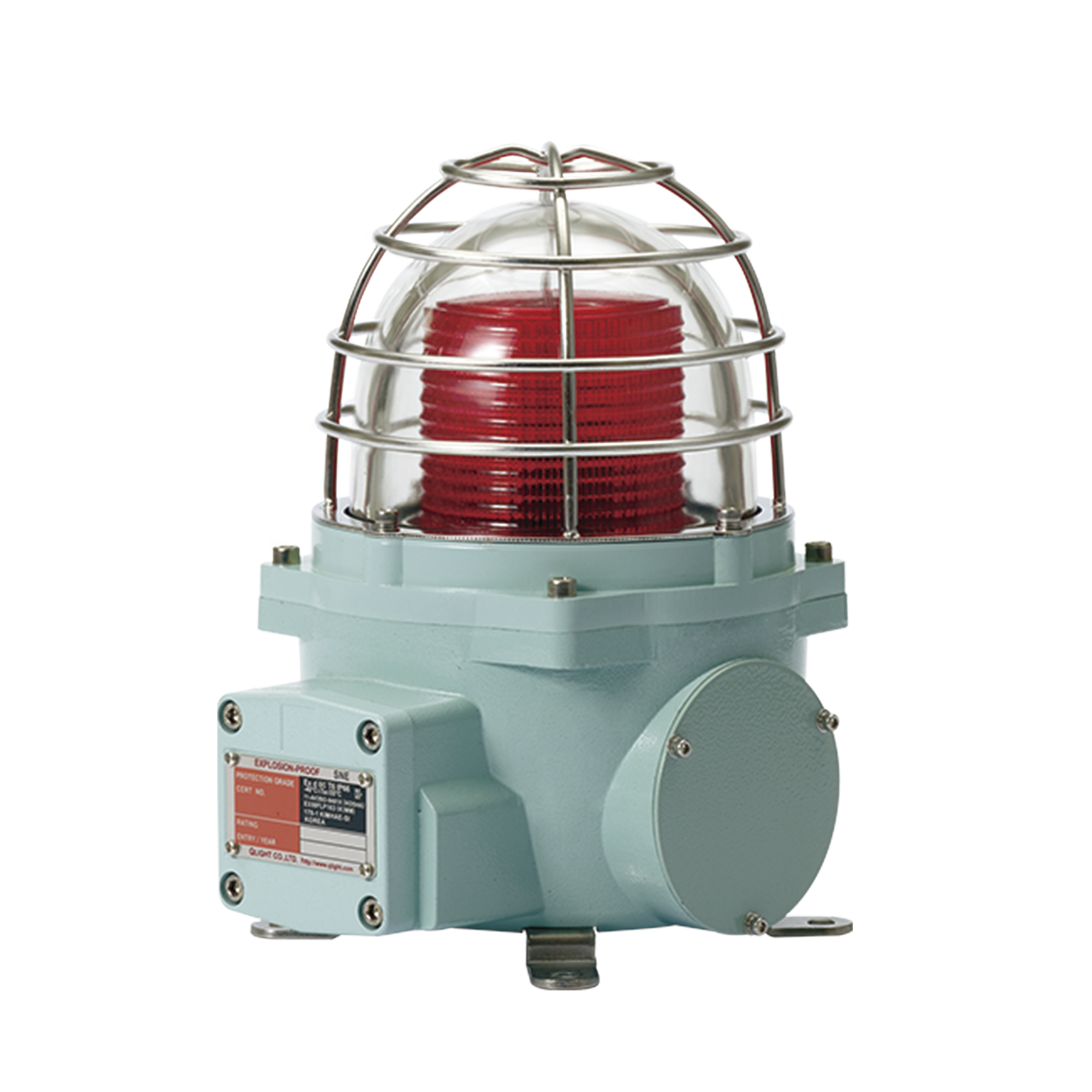Baliza con luz LED color Rojo con patrón de destello fijo o flasheante, ideal para zonas y áreas peligrosas, opera en un rango de 120 VAC