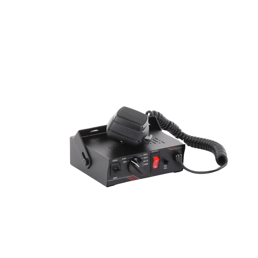 Sirena Vehicular de 100W de Potencia, Con Switch Giratorio de 6 posiciones y Micrófono Integrado de Uso Rudo
