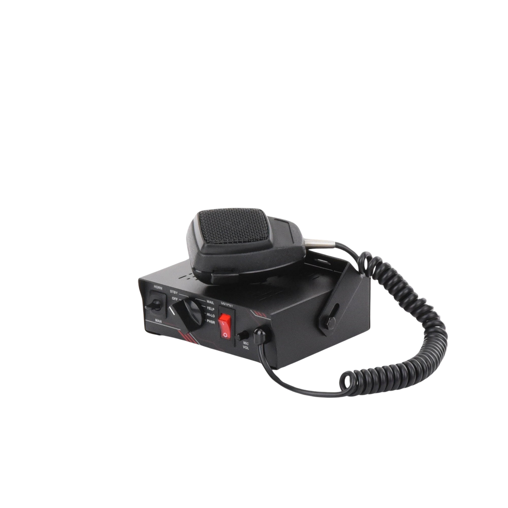 Sirena Vehicular de 100W de Potencia, Con Switch Giratorio de 6 posiciones y Micrófono Integrado de Uso Rudo