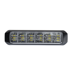 Luz Auxiliar de 18 LED, Tricolor, Rojo/Blanco/Ambar, Lente Transparente, Bisel Negro, SAE