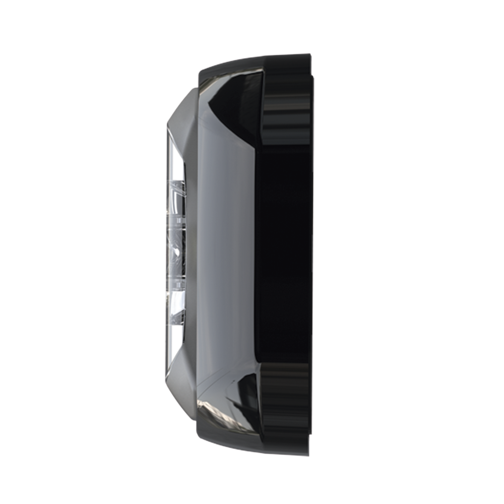 Luz Auxiliar de 18 LED, Tricolor, Rojo/Blanco/Ambar, Lente Transparente, Bisel Negro, SAE