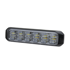 Luz Auxiliar de 18 LED, Tricolor, Rojo/Blanco/Ambar, Lente Transparente, Bisel Negro, SAE