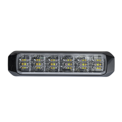 Luz Auxiliar de 18 LED, SAE, Tricolor, Bisel Negro, Rojo/Blanco/Azul, Lente Transparente
