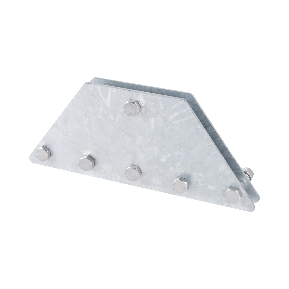 Placas igualadoras con tornillería y separadores, para 6 retenidas. Galvanizado en inmersión.