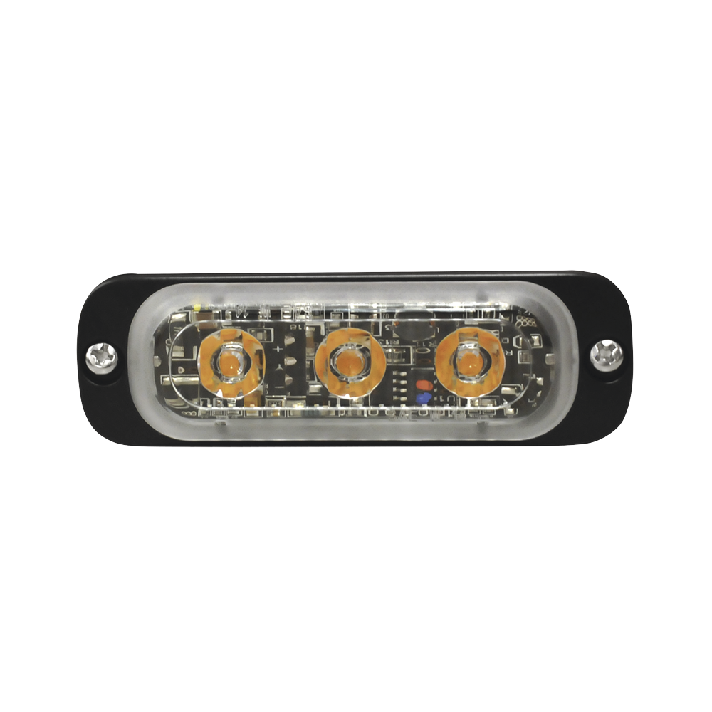 Luz Auxiliar de 3 LED, Ambar, Lente Transparente, SAE