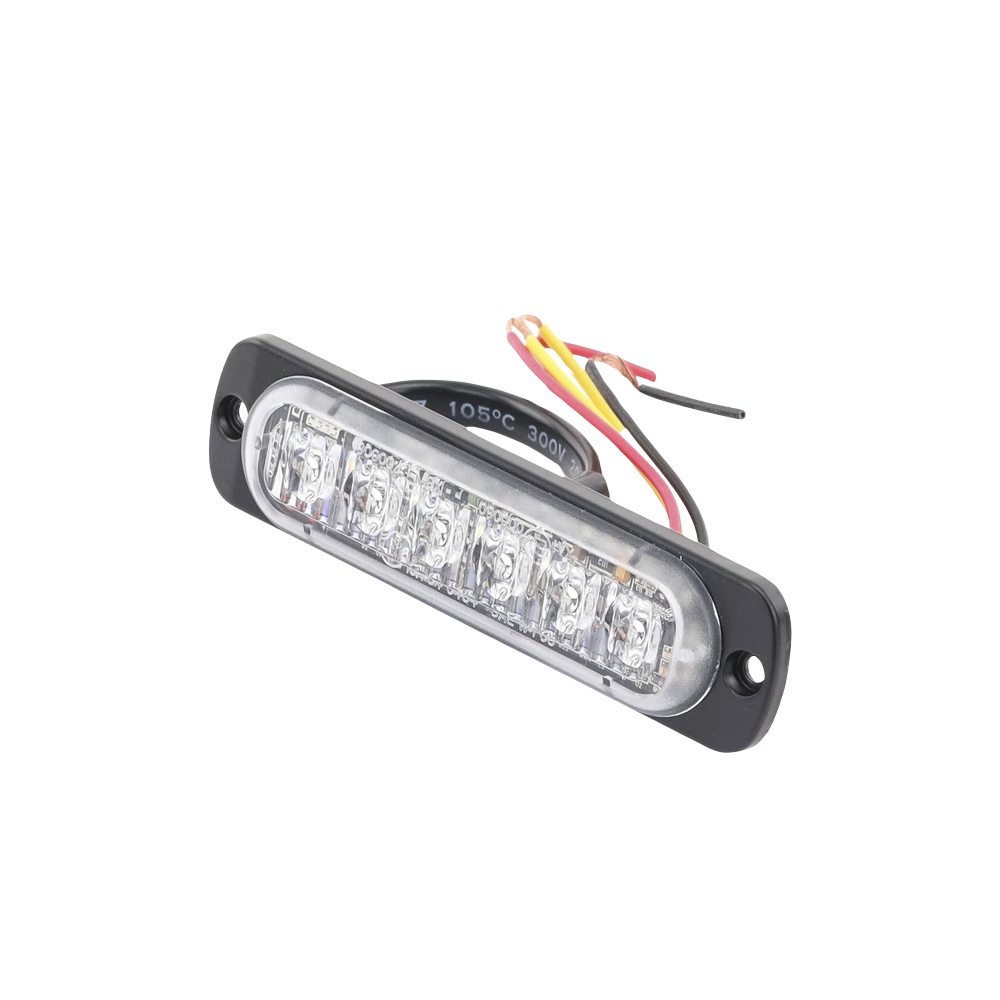 Luz Auxiliar de 6 LED, Ambar, Lente Transparente, SAE