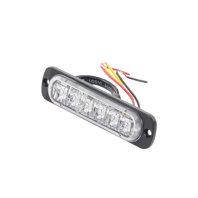 Luz Auxiliar de 6 LED, Ambar, Bisel Negro, Lente Transparente