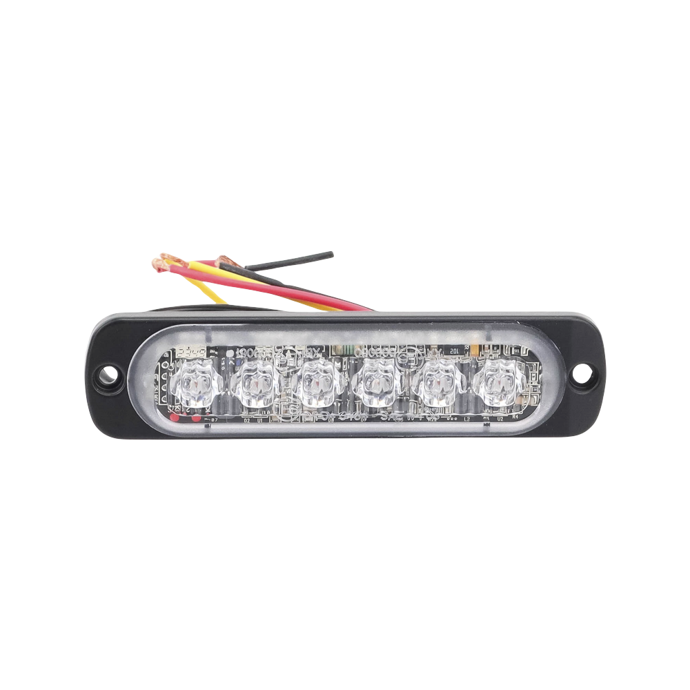 Luz Auxiliar de 6 LED, Ambar, Lente Transparente, SAE