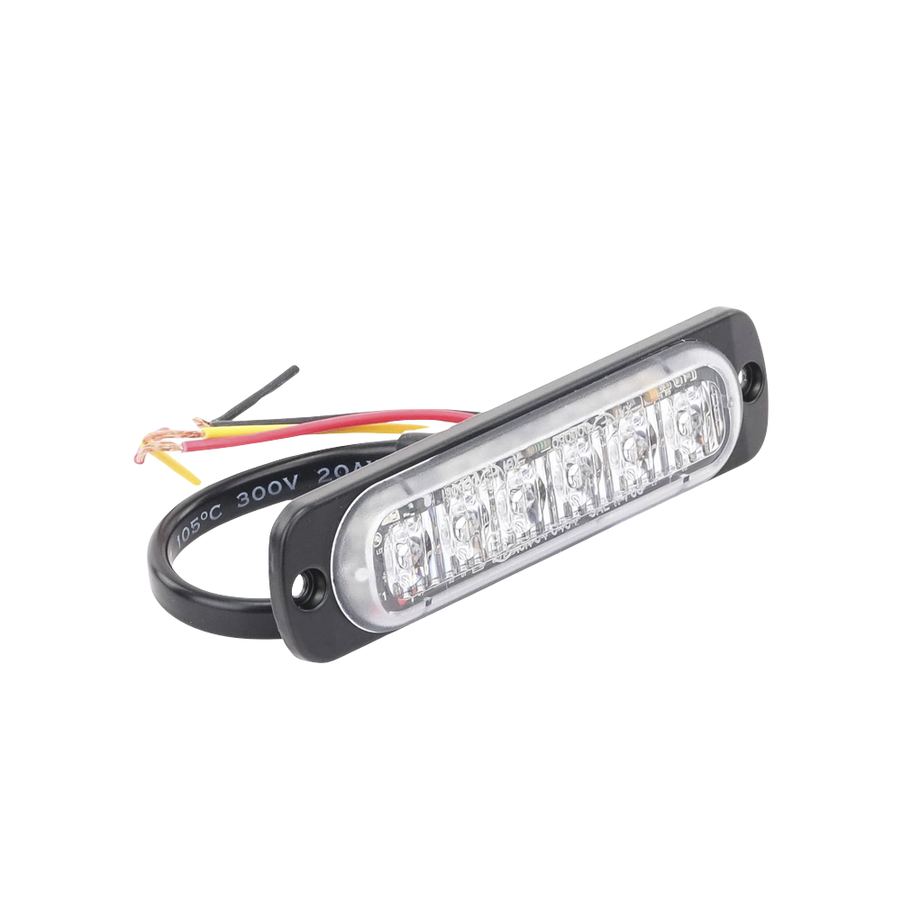 Luz Auxiliar de 6 LED, Ambar, Lente Transparente, SAE