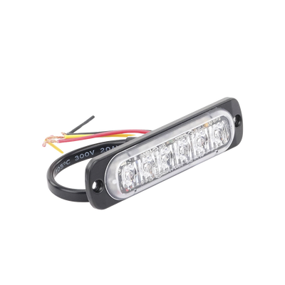 Luz Auxiliar de 6 LED, Ambar, Bisel Negro, Lente Transparente