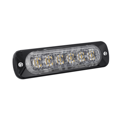 Luz Auxiliar de 6 LED, Ambar, Bisel Negro, Lente Transparente