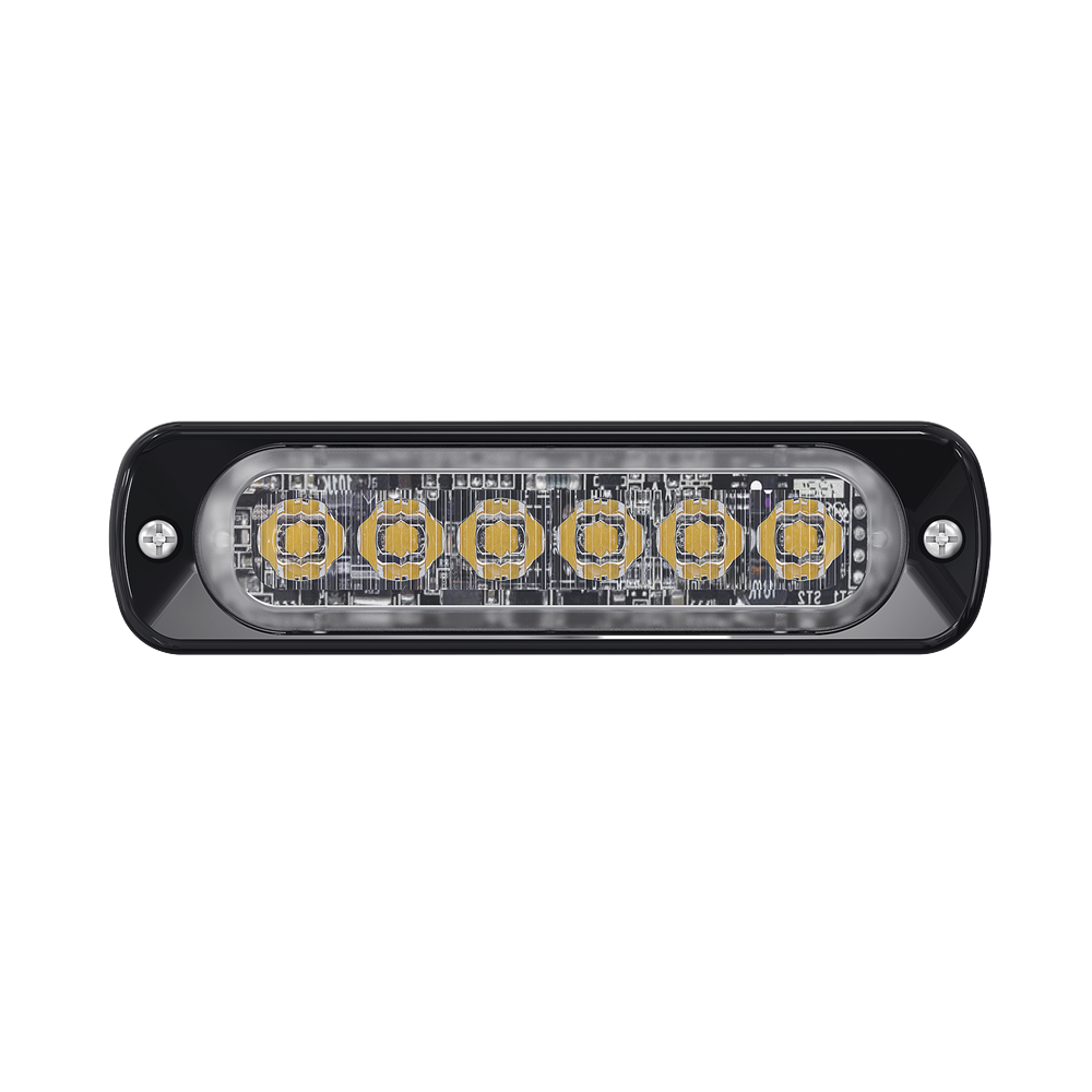 Luz Auxiliar de 6 LED, Ambar, Lente Transparente, SAE