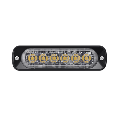 Luz Auxiliar de 6 LED, Ambar, Bisel Negro, Lente Transparente