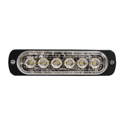 Luz Auxiliar de 6 LED, Ambar, Bisel Negro, Lente Transparente