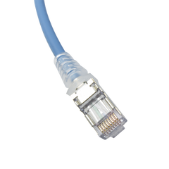 Patch Cord Skinny Cat6A Blindado S/FTP, 2.13 Metros (7 Pies), Diámetro Reducido 28 AWG, Color Azul