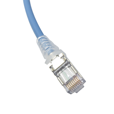 Patch Cord "Skinny" Cat6A Blindado S/FTP, 7ft, Diámetro Reducido 28 AWG, Color Azul