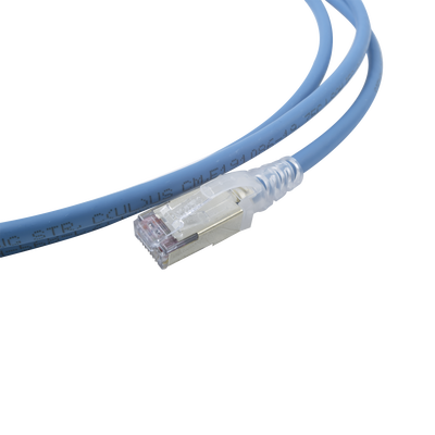 Patch Cord "Skinny" Cat6A Blindado S/FTP, 7ft, Diámetro Reducido 28 AWG, Color Azul