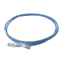 Patch Cord Skinny Cat6A Blindado S/FTP, 2.13 Metros (7 Pies), Diámetro Reducido 28 AWG, Color Azul