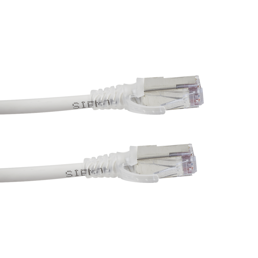 Patch Cord Skinny Cat6A Blindado S/FTP, 3.05 Metros (10 Pies), Diámetro Reducido 28 AWG, Color Blanco