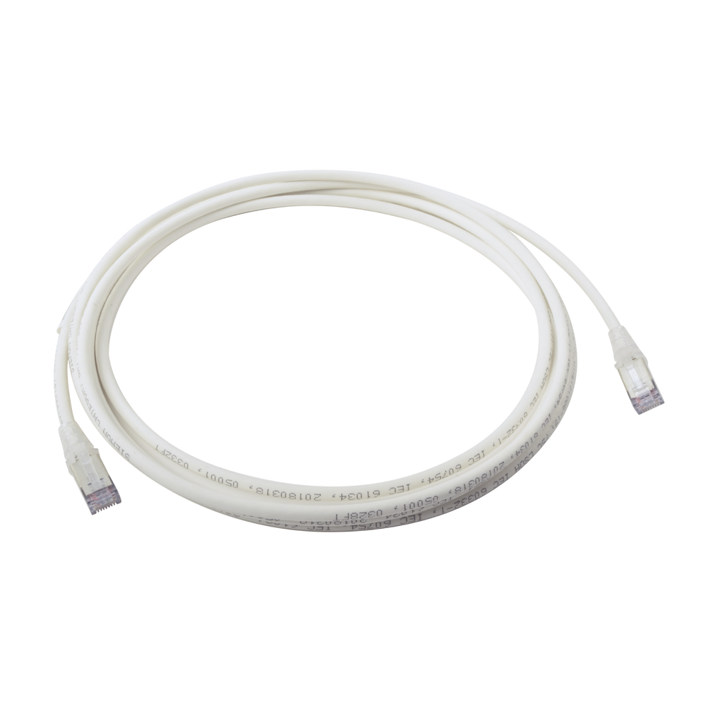 Patch Cord Skinny Cat6A Blindado S/FTP, 3.05 Metros (10 Pies), Diámetro Reducido 28 AWG, Color Blanco