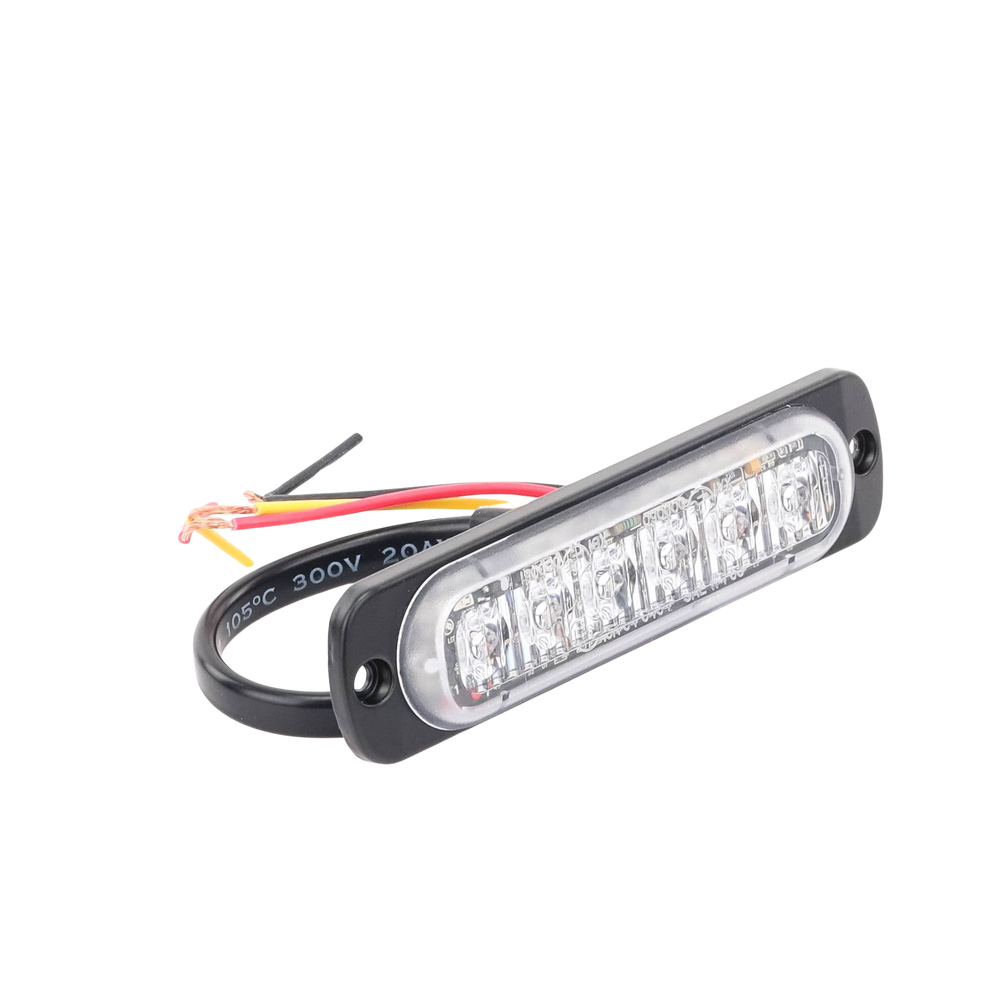Luz Auxiliar de 6 LED, Rojo, Lente Transparente, SAE