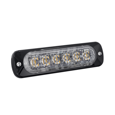 Luz Auxiliar de 6 LED, Roja, Bisel Negro, Lente Transparente