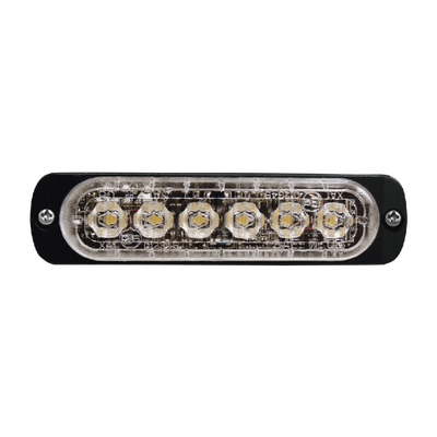 Luz Auxiliar de 6 LED, Roja, Bisel Negro, Lente Transparente