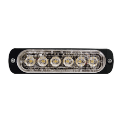 Luz Auxiliar de 6 LED, Roja, Bisel Negro, Lente Transparente