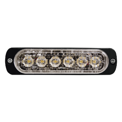 Luz Auxiliar de 6 LED, Roja, Bisel Negro, Lente Transparente