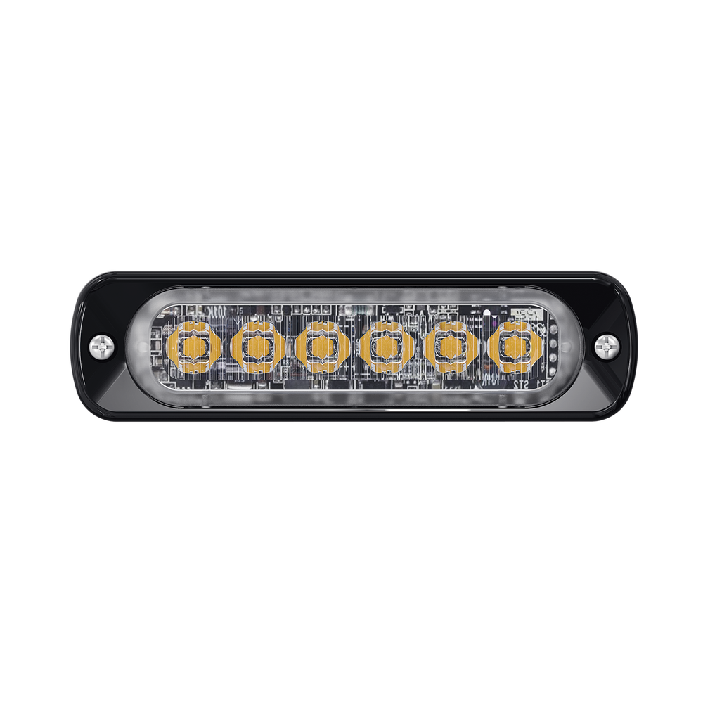 Luz Auxiliar de 6 LED, Rojo, Lente Transparente, SAE
