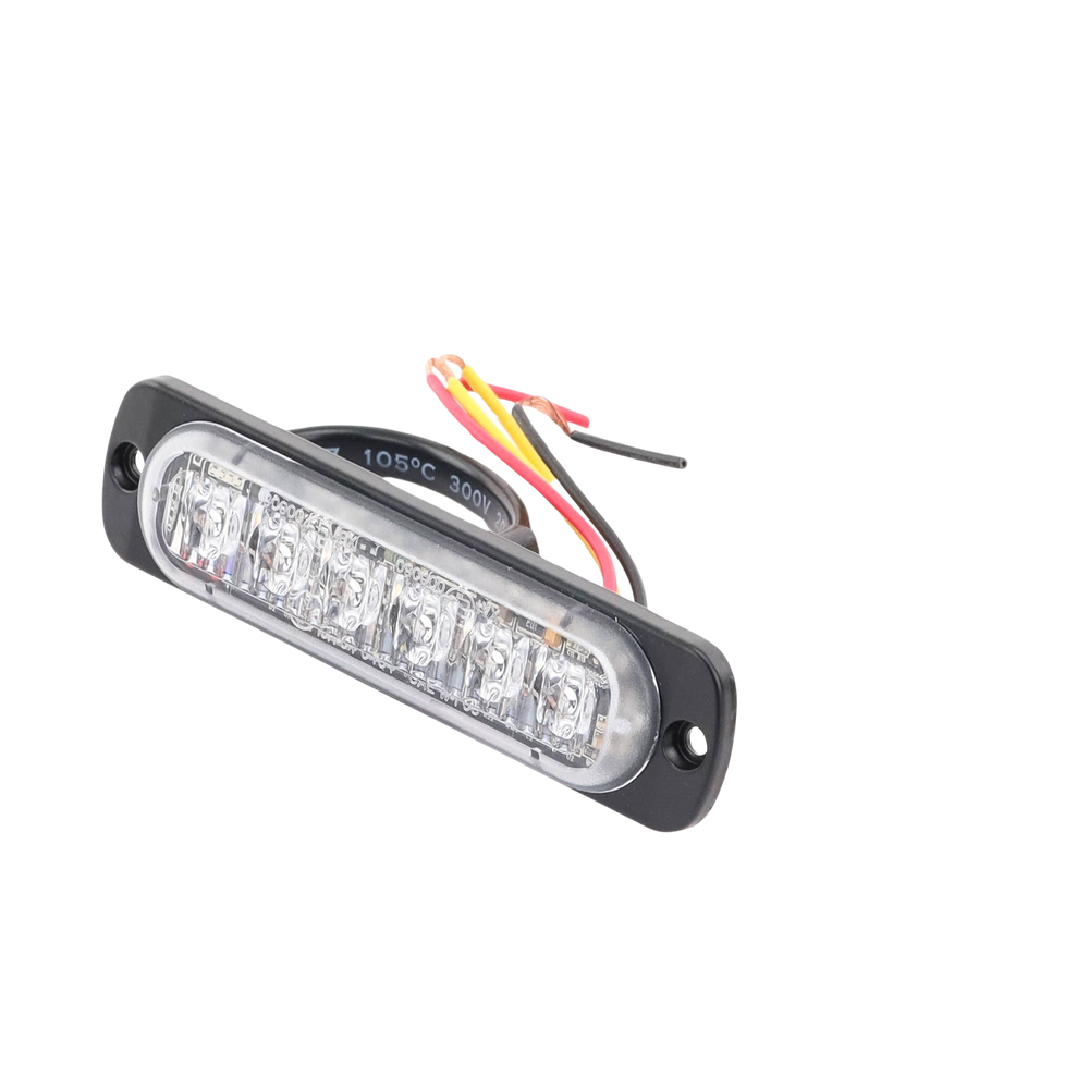 Luz Auxiliar de 6 LED, Rojo, Lente Transparente, SAE