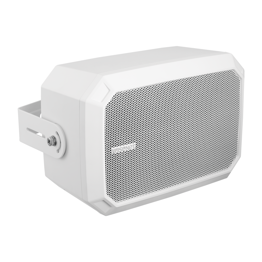 Altavoz IP Para instalacion en pared / Amplificador integrado 10W / PoE+ / Para integración con sistema Hanwha / IP66 / SIP, IPv4, HTTP, DNS, NTP, TCP, UDP, ARP, NDAA.