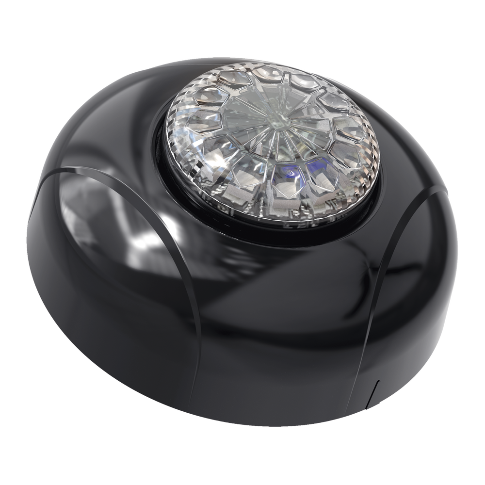 Estrobo Oculto de 12 LED, Rojo/Azul, Lente Transparente, Bisel Negro