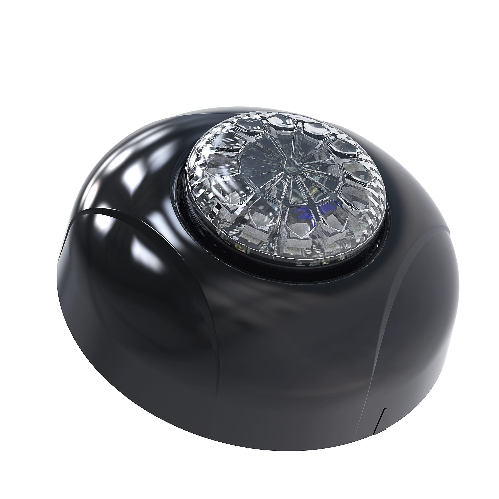 Estrobo Oculto de 12 LED, Rojo/Azul, Lente Transparente, Bisel Negro