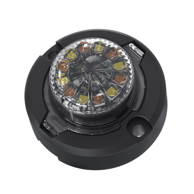 Estrobo Oculto de 12 LED, Brida negra, 12 Vcd, Clara, Lente transparente