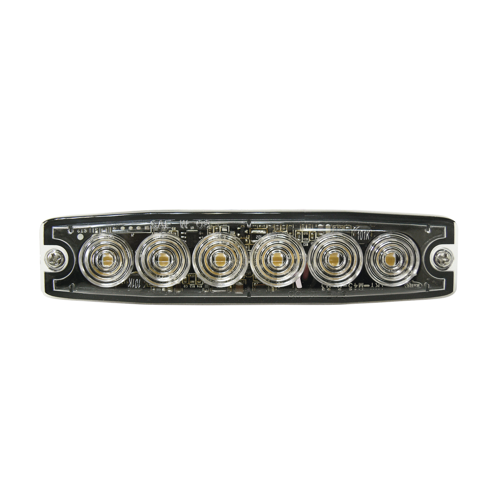 Luz Auxiliar de 6 LED, Ambar, lente Transparente, SAE