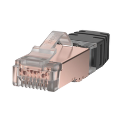 Plug RJ45 Cat6A Blindado, Para Cable Calibre 23-24 AWG, Chapado en Oro de 50 micras, Paquete de 100 piezas