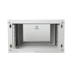 Gabinete de Pared de 6U con Puerta de Cristal Templado, 455 mm de Profundidad Total, Rack de 19'', Acero Reforzado Color Gris Mate