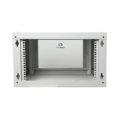Gabinete de Pared de 6U con Puerta de Cristal Templado, 455 mm de Profundidad Total, Rack de 19'', Acero Reforzado Color Gris Mate