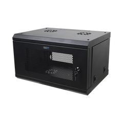 Gabinete de Pared de 6U con Puerta Perforada, 455 mm de Profundidad Total, Rack de 19'', Acero Reforzado Color Negro