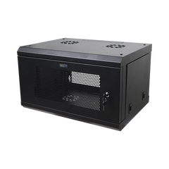 Gabinete de Pared de 6U con Puerta Perforada, 455 mm de Profundidad Total, Rack de 19'', Acero Reforzado Color Negro
