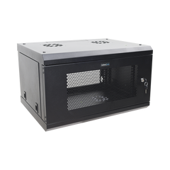 Gabinete de Pared de 6U con Puerta Perforada, 455 mm de Profundidad Total, Rack de 19'', Acero Reforzado Color Negro