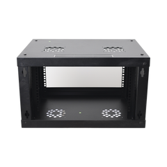 Gabinete de Pared de 6U con Puerta Perforada, 455 mm de Profundidad Total, Rack de 19'', Acero Reforzado Color Negro