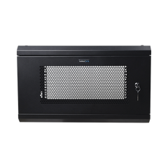 Gabinete de Pared de 6U con Puerta Perforada, 455 mm de Profundidad Total, Rack de 19'', Acero Reforzado Color Negro