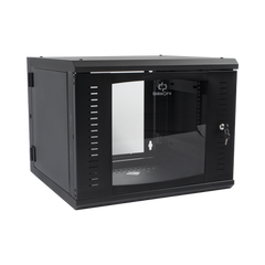 Gabinete Abatible de Pared (Con Marco Trasero) con Rack 19" de 9 Unidades. Ventana de Cristal Templado.