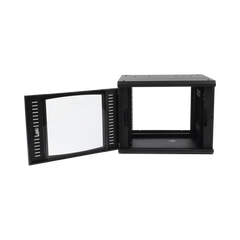 Gabinete Abatible de Pared (Con Marco Trasero) con Rack 19" de 9 Unidades. Ventana de Cristal Templado.